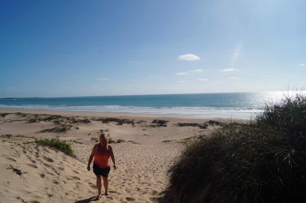 someone walking to Cable Beach Broome Western Australia