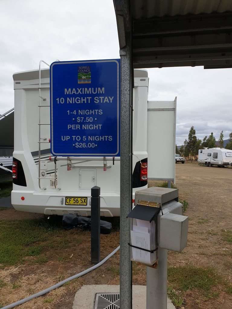 Sorell RV Stop Over Tasmania payment box